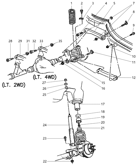 1998 Jeep Grand Cherokee Suspension - Front, Springs, Shocks, Control Arms Diagram