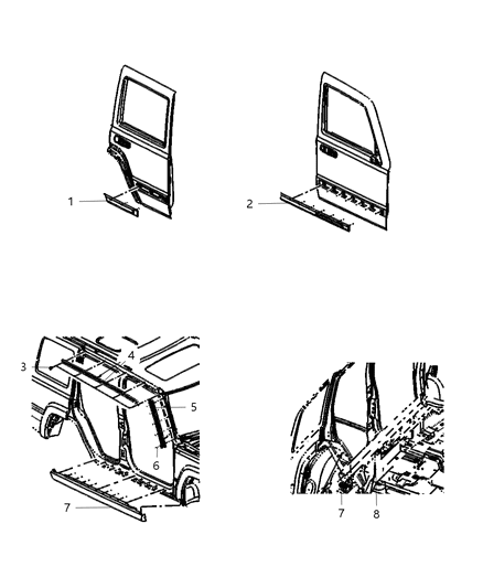 2006 Jeep Commander Molding - Doors/Sills Diagram