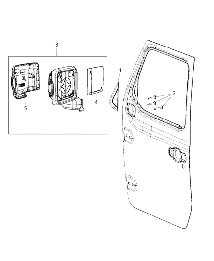 2021 Jeep Wrangler Mirror Replacement Glass Diagram for 68500297AA