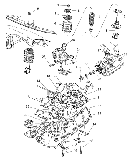 2002 Chrysler PT Cruiser INSULATOR-SWAY ELIMINATOR Diagram for 4656597AA