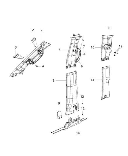 2019 Ram 1500 New Style Interior Moldings And Pillars Diagram