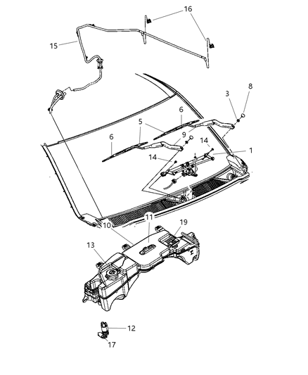 2007 Dodge Nitro Nozzle-Windshield Washer Diagram for 55157319AA