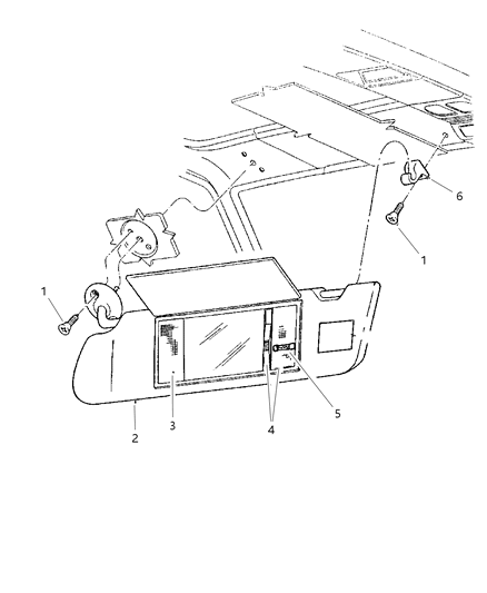 1997 Jeep Grand Cherokee Visor Diagram for 5FC44RT6AB