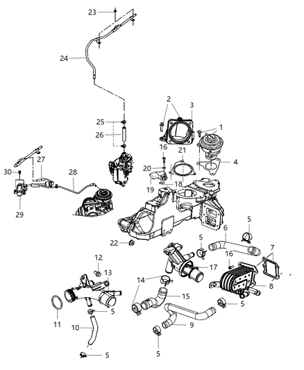 2009 Jeep Wrangler EGR Valve & Related Diagram 1