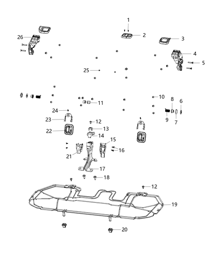 2020 Jeep Compass Second Row - Adjusters, Recliners, Shields And Risers Diagram 1
