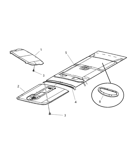 2002 Dodge Ram Wagon Headliner Diagram for 5ES34TL2AC