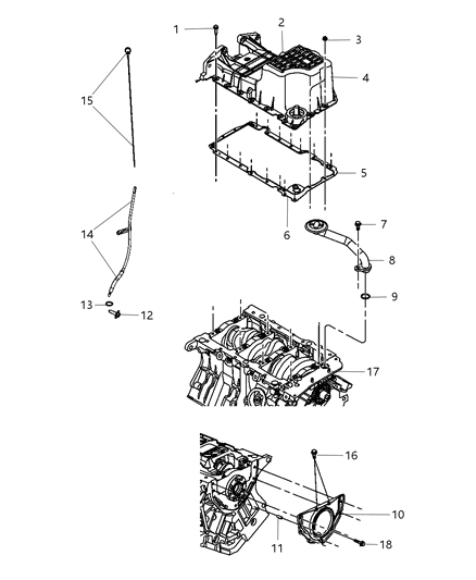 2008 Chrysler Pacifica Engine Oil Pan & Engine Oil Level Indicator & Related Parts Diagram 2