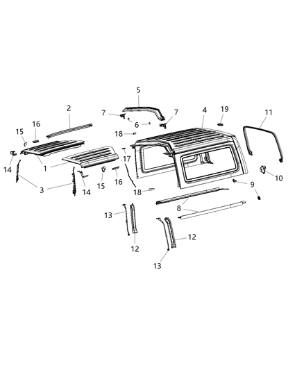 2020 Jeep Wrangler Seal-LIFTGLASS Opening Diagram for 68368993AF