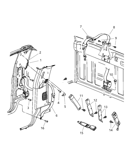 2010 Dodge Ram 2500 Seat Belts Front Diagram 1