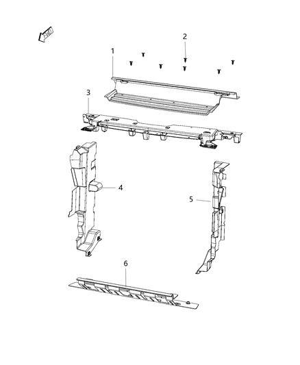 2019 Jeep Cherokee Radiator Seal, Shields, Shrouds, And Baffles Diagram 2