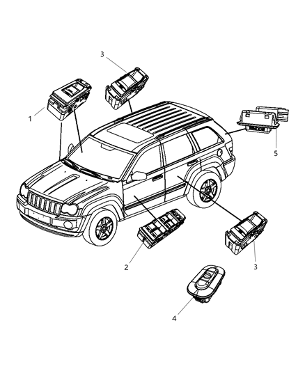 2011 Jeep Grand Cherokee Switches - Doors & Liftgate Diagram