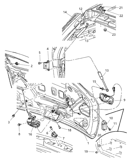 2004 Chrysler Pacifica Liftgate Hinge Diagram for 5054700AA