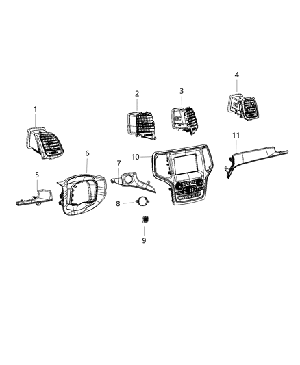 2021 Jeep Grand Cherokee Outlet-Air Conditioning & Heater Diagram for 6LC30NA5AA