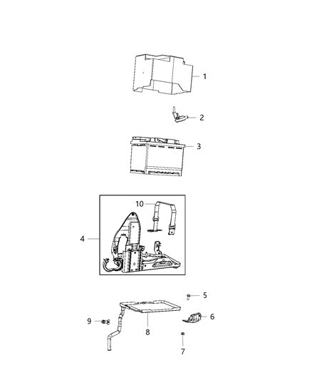 2019 Jeep Compass Battery, Tray, And Support Diagram 1