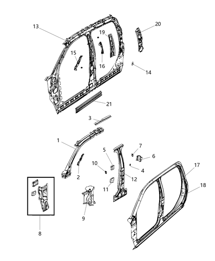 2018 Ram 2500 Reinforce-B-Pillar Diagram for 55372595AA