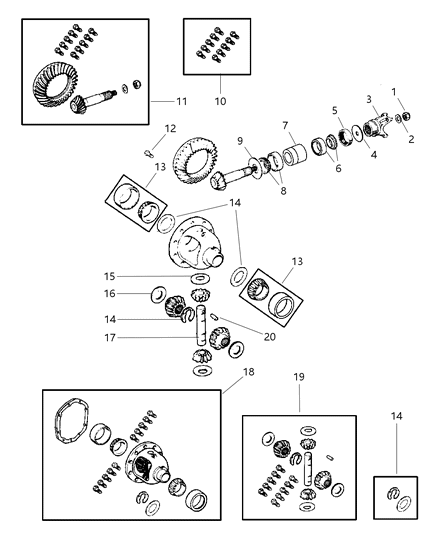 1999 Dodge Ram 1500 Quad & Club Cab Differential - Front Axle Diagram