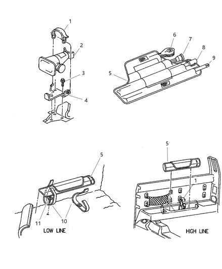 1998 Dodge Ram 2500 Quad & Club Cab Jack & Storage Diagram