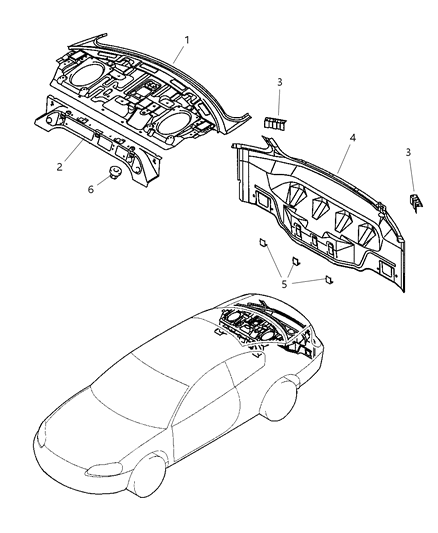 2004 Chrysler Sebring Coupe Rear Shelf Diagram