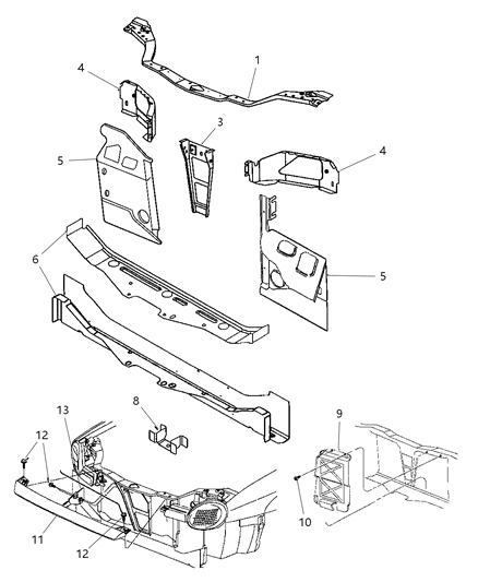 1999 Dodge Neon Grille & Related Parts Diagram