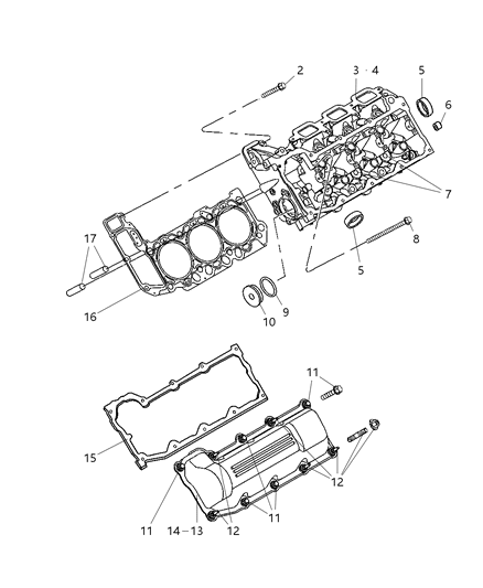 2005 Dodge Ram 1500 Cylinder Head & Cover Diagram 1