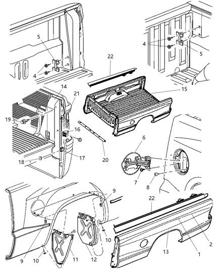 2011 Dodge Dakota Rail-Luggage Rack Side Diagram for 55112539AD