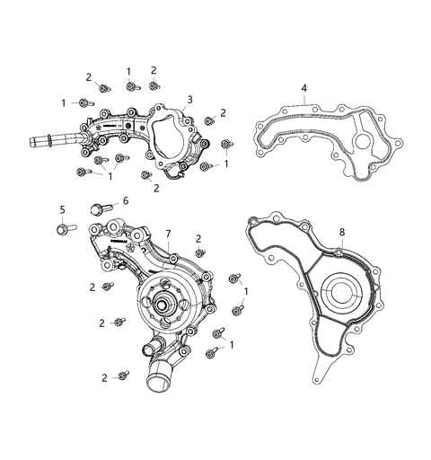 2020 Jeep Gladiator Water Pump & Related Parts Diagram