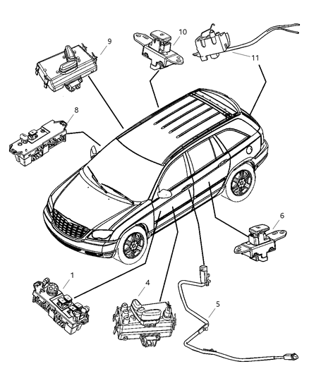 2004 Chrysler Pacifica Switch-Key Position Diagram for 4685988AB