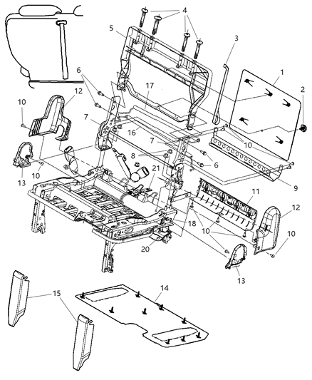 2007 Dodge Grand Caravan Third Seat - 60/40 Stow & Go - 60% Side Diagram