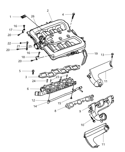 2000 Dodge Intrepid Manifolds - Intake & Exhaust Diagram 2