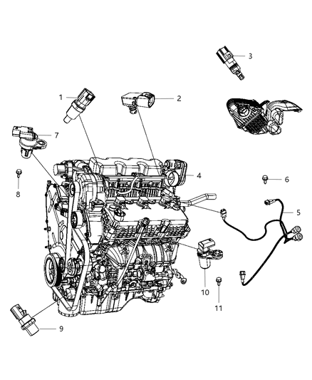 2010 Chrysler Sebring Sensors, Engine Diagram 3