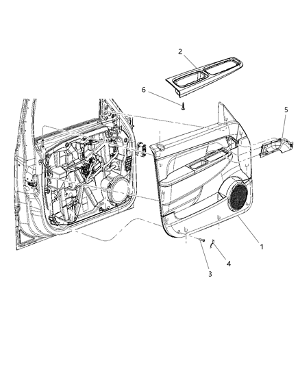 2008 Jeep Liberty Panel-Front Door Trim Diagram for 1JY021K7AA