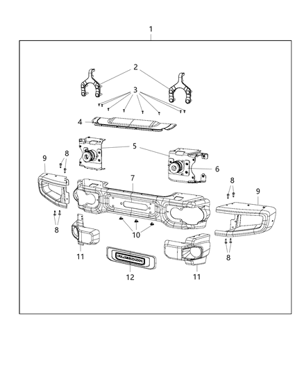 2015 Jeep Wrangler Bumper Kit - Front Diagram