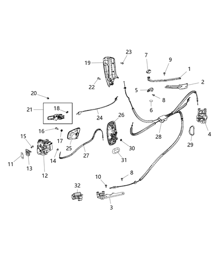 2015 Ram ProMaster City Cable-Latch Release Diagram for 68266421AA
