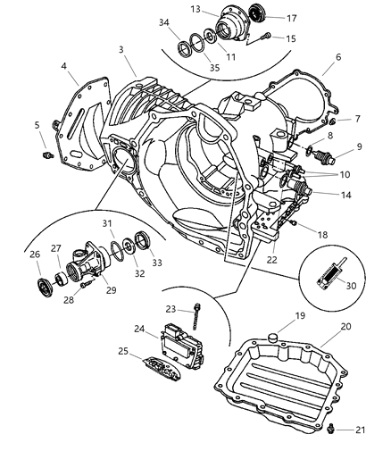 2001 Chrysler Voyager Case , Extension And Solenoid And Retainer Diagram