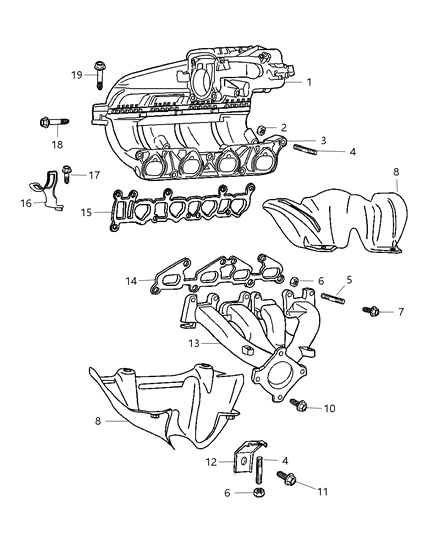 2003 Chrysler PT Cruiser Manifolds - Intake & Exhaust Diagram 3