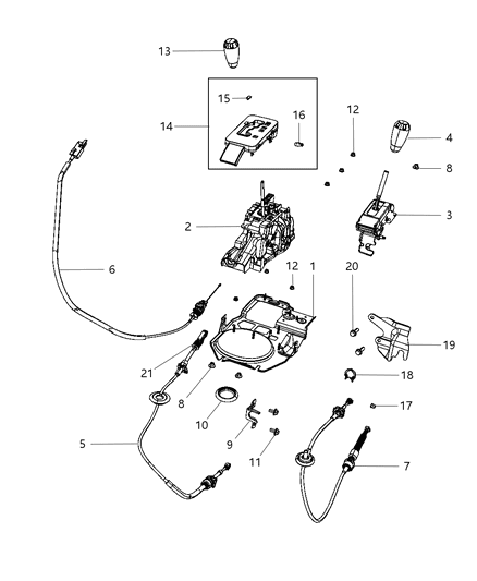 2014 Jeep Wrangler Gearshift Controls Diagram