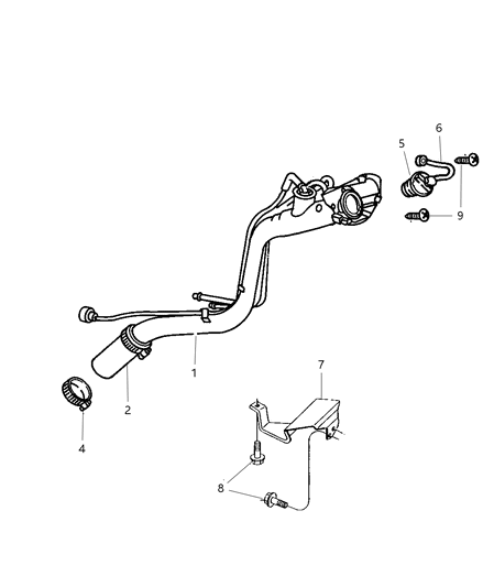 2002 Chrysler Town & Country Fuel Tank Filler Tube Diagram