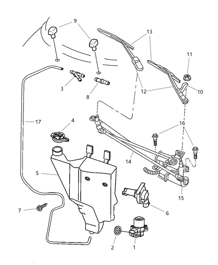 1998 Chrysler Sebring Windshield Wiper & Washer System Diagram