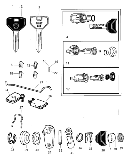 1997 Dodge Neon Key-Blank Diagram for 55075487