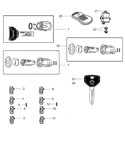2004 Jeep Liberty Lock Cylinder & Keys Diagram