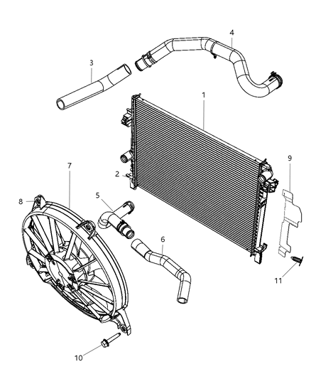 2009 Dodge Journey Radiator & Related Parts Diagram 1