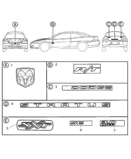 2004 Dodge Stratus Coupe Nameplates - Dodge Diagram