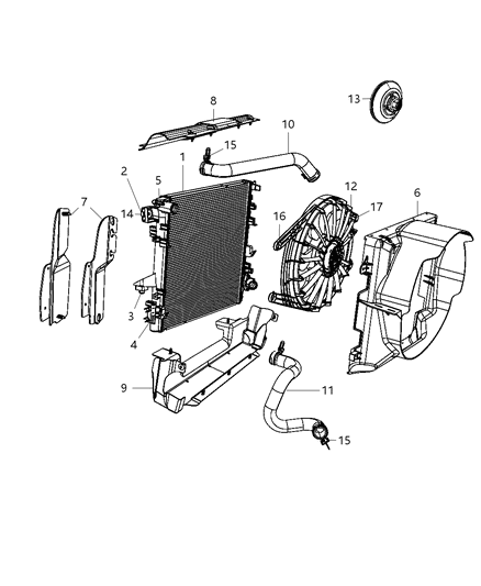 2008 Jeep Wrangler Hose-Radiator Outlet Diagram for 55057200AD