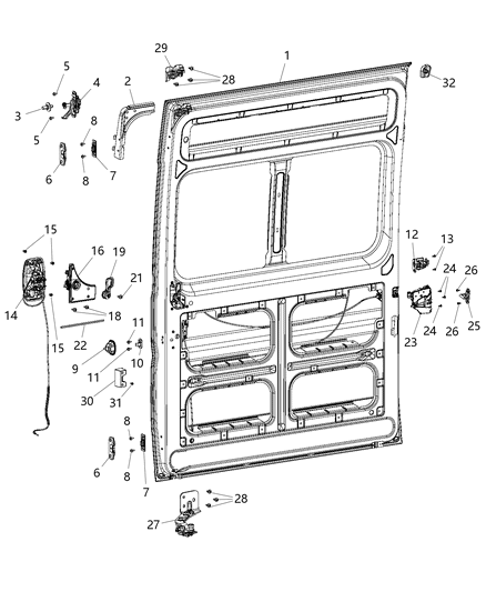 2017 Ram ProMaster 1500 Sliding Door Latch Diagram for 68226176AB