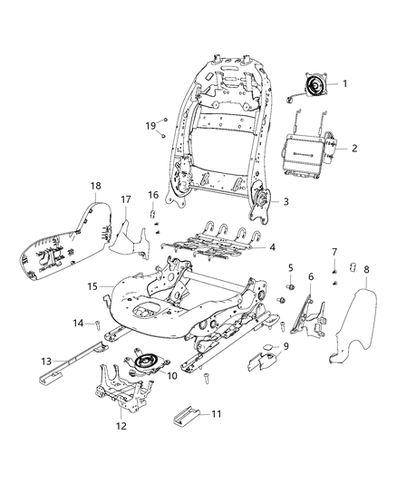 2020 Jeep Cherokee Adjusters, Recliners, Shields And Risers - Passenger Seat Diagram 2
