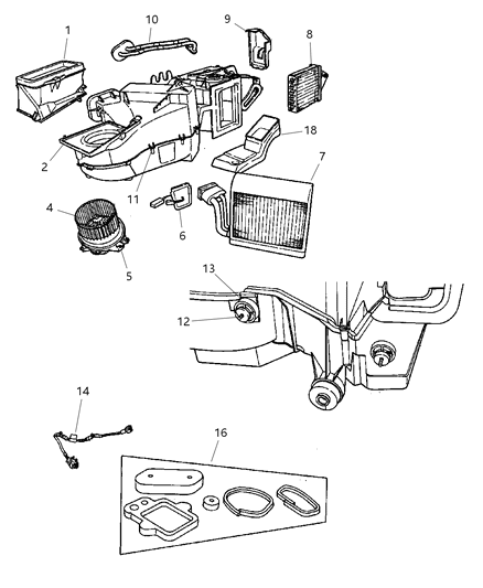 2000 Dodge Neon Air Conditioning & Heater Unit Diagram