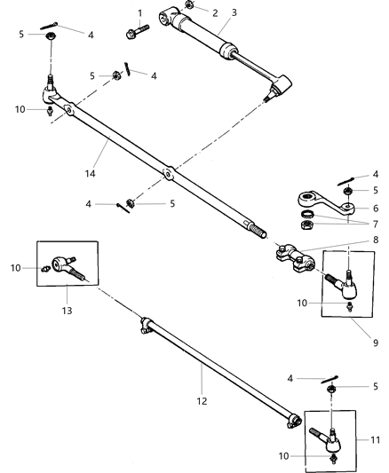 2000 Jeep Wrangler Tie Rod-Drag Link Diagram for 52087887