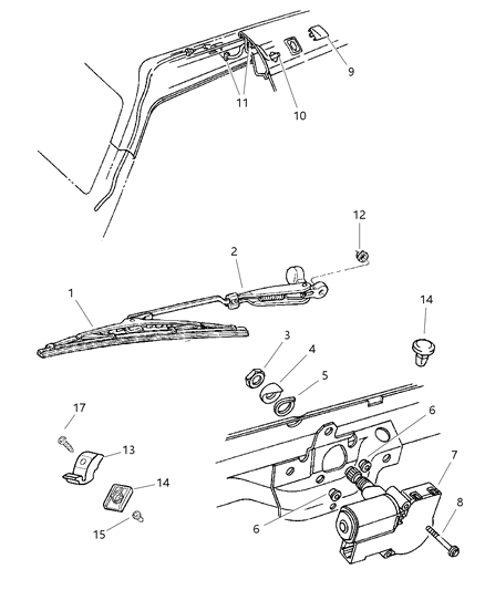 1998 Jeep Grand Cherokee Rear Wipers & Washers Diagram