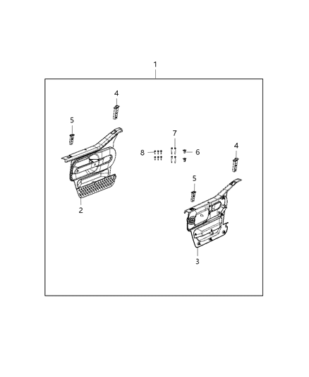 2015 Jeep Wrangler Door Kit, Trim Front Diagram