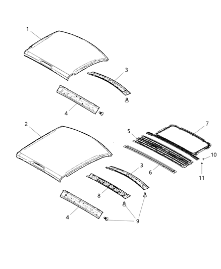 2014 Ram 3500 Panel-Roof Diagram for 68142517AA